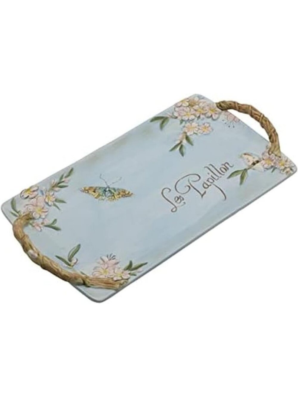 Elegant 14-Inch Blue Handled Serving Tray - Perfect for Entertaining & Home